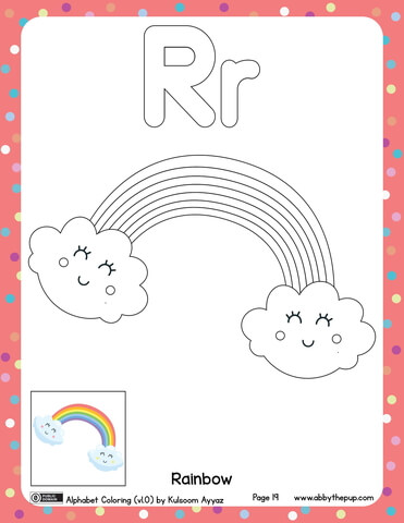 R Is For Rainbow Coloring Page